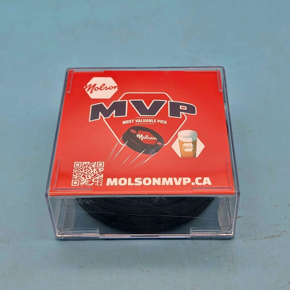 Molson MVP Oilers Hockey Puck Coaster Set - 4 Pieces
