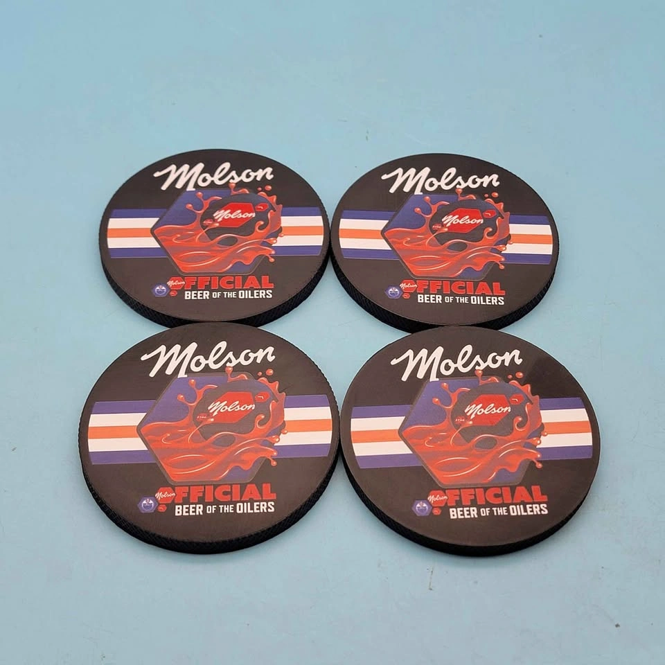 Molson MVP Oilers Hockey Puck Coaster Set - 4 Pieces - photo 3