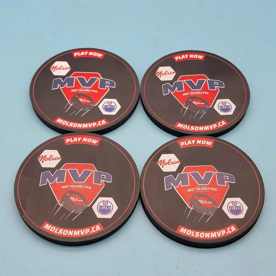 Molson MVP Oilers Hockey Puck Coaster Set - 4 Pieces - photo 4