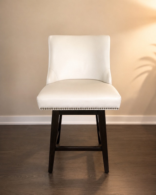 2x white Swivel Bar Stools 360 degree turn - photo 2