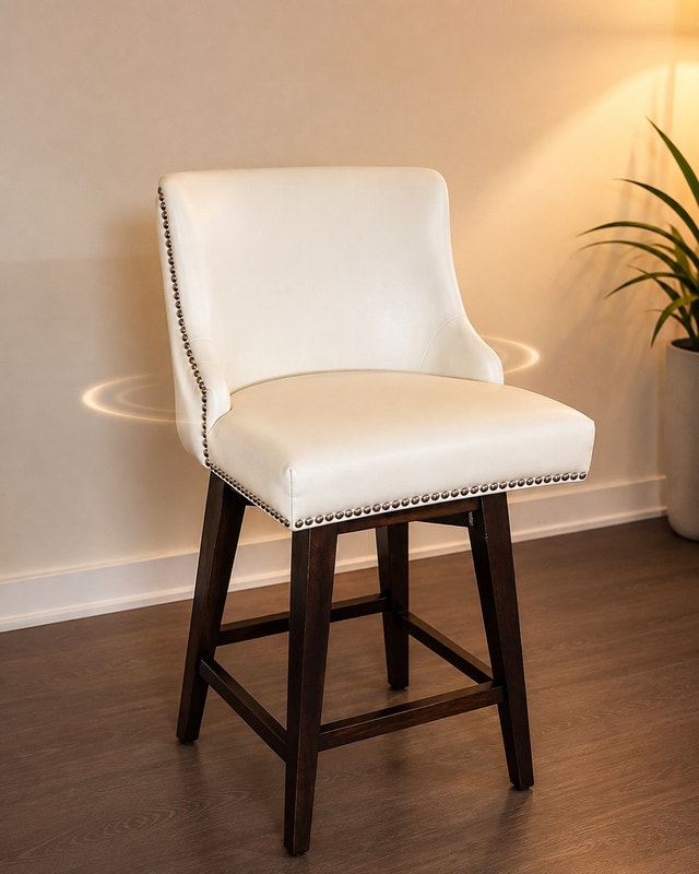 2x white Swivel Bar Stools 360 degree turn - photo 3