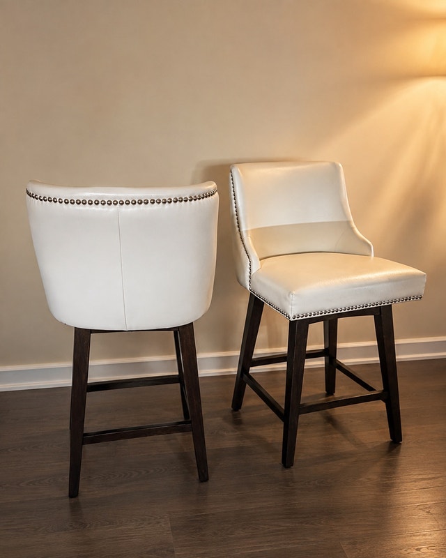 2x white Swivel Bar Stools 360 degree turn - photo 5