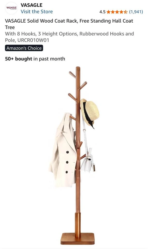 Solid Wood Coat Rack - photo 4