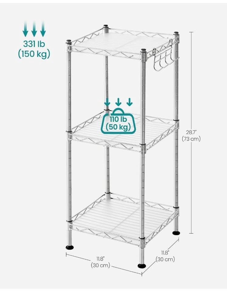 3-Tier Bathroom Shelf Storage Rack | Storage Cart - photo 3