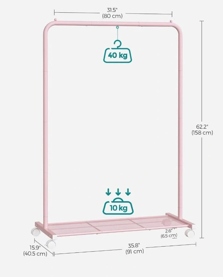 Clothes Rack with Wheels - PINK - photo 2