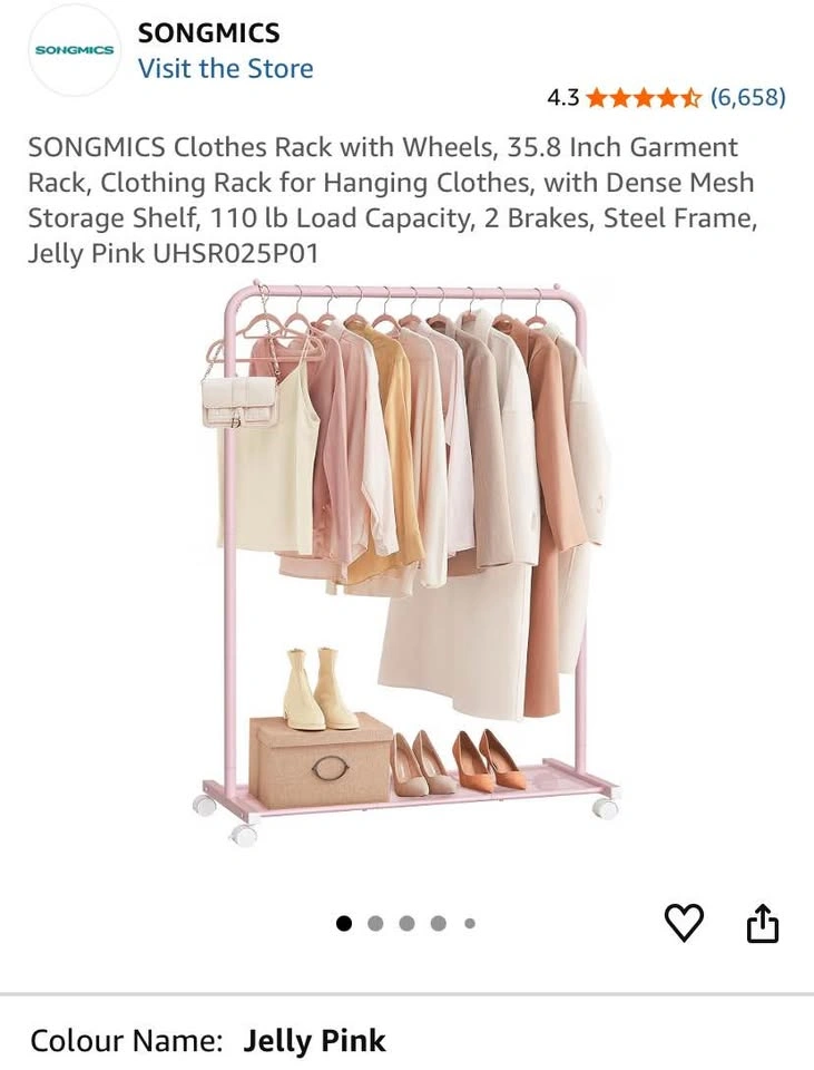 Clothes Rack with Wheels - PINK - photo 3