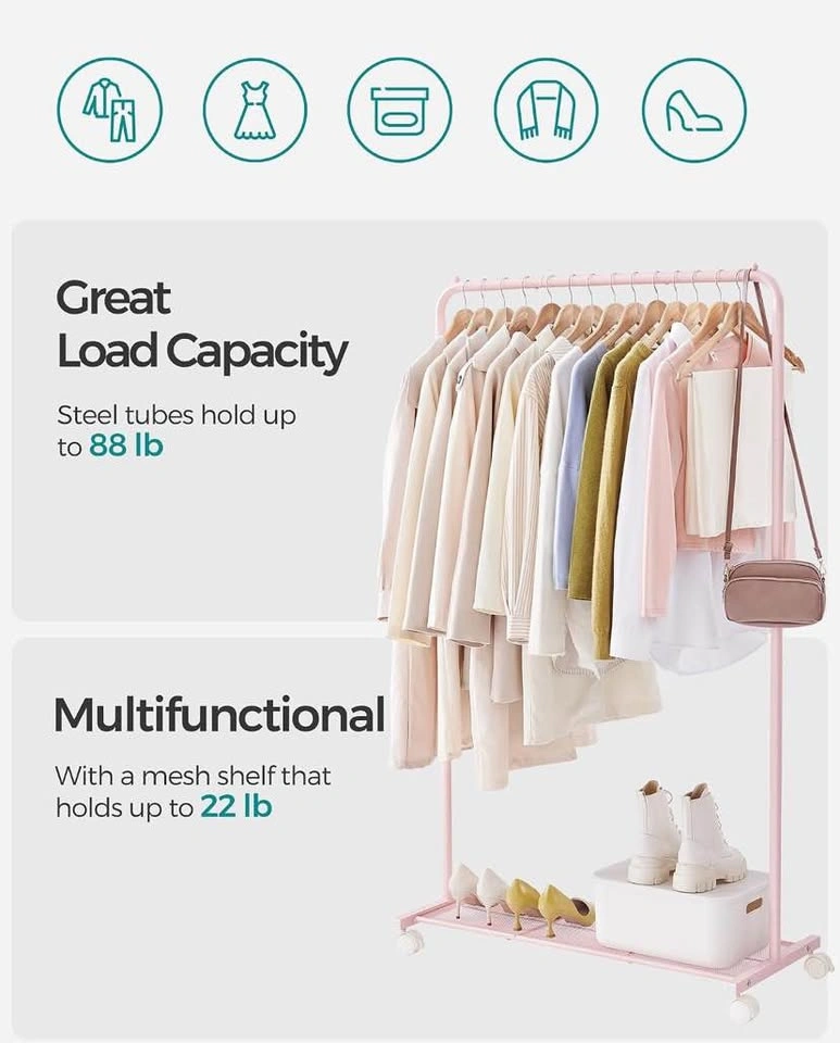 Clothes Rack with Wheels - PINK - photo 5
