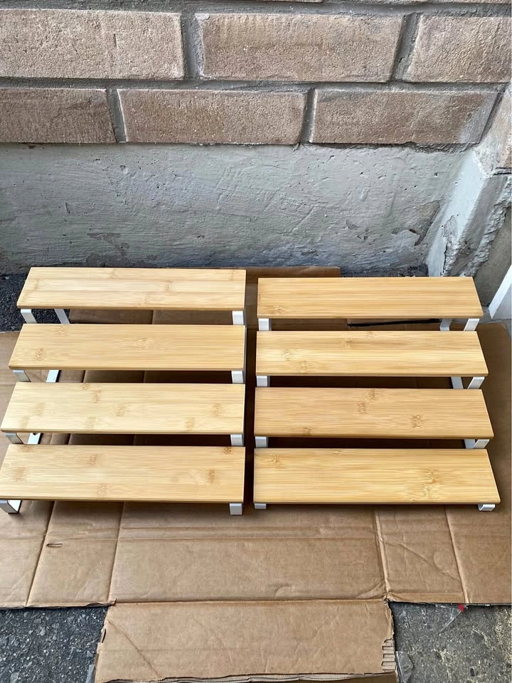 Set of 2 Display Risers | 4-Tier Spice Rack | Cabinet Organizer