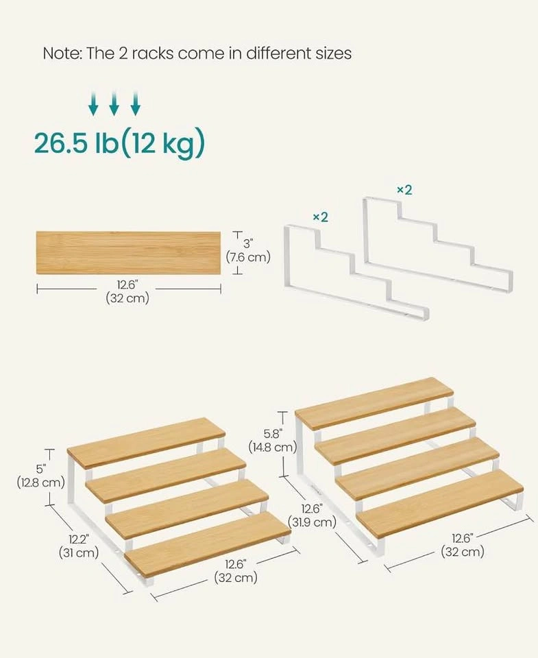Set of 2 Display Risers | 4-Tier Spice Rack | Cabinet Organizer - photo 4
