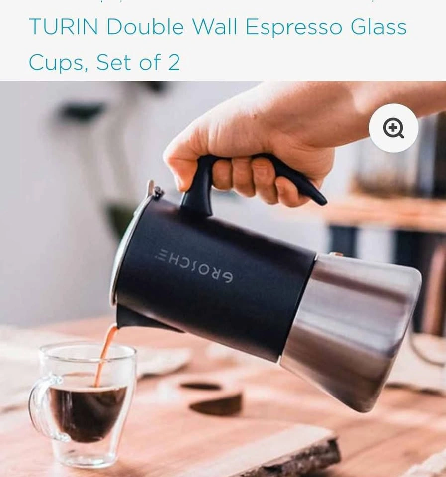 Grosche Turin Double Wall Espresso Glass Cups Set of 2 - photo 2