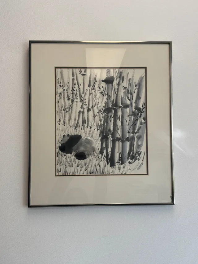 Panda & Bamboo Art Print in Gold Frame thumbnail