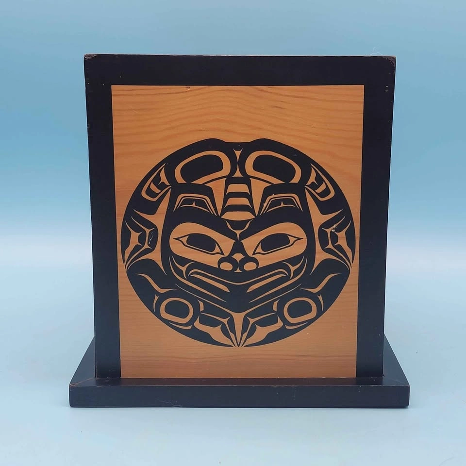 Pacific Northwest Haida Artwork Wooden Box by Clarence A. Wells - photo 3