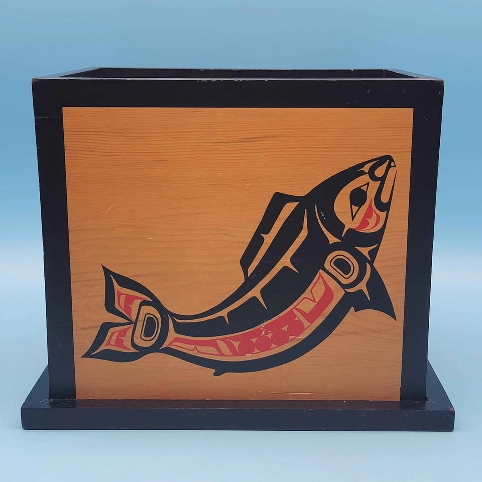 Pacific Northwest Haida Artwork Wooden Box by Clarence A. Wells - photo 4