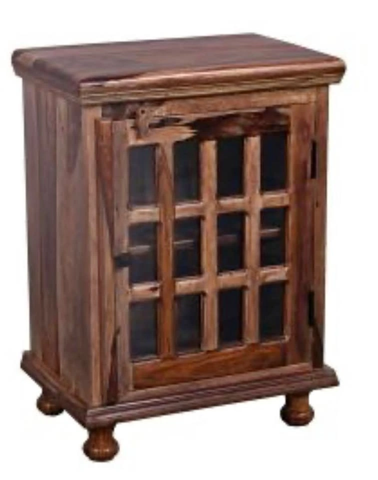 Rustic Wood Lattice Door Side Cabinet or side table