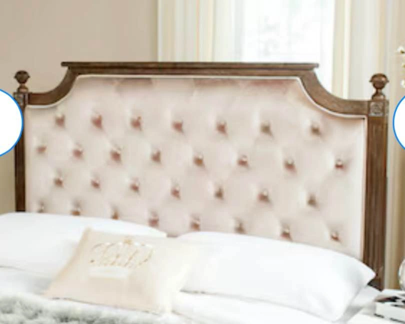 SAFAVIEH Rustic Wood Beige Tufted Linen Full Headboard - photo 3