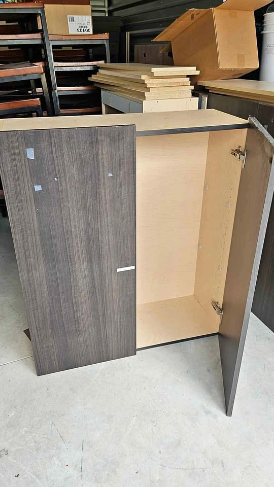 Dark Wood Grain Two-Door Storage Cabinet