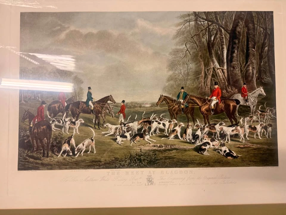 Vintage Framed Art Print – "The Meet at Blagdon" (McDowell Galle