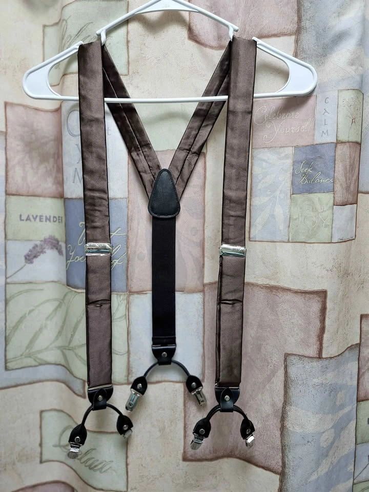 Satin Chocolate Brown Suspenders