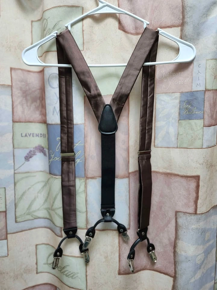 Satin Chocolate Brown Suspenders - photo 2