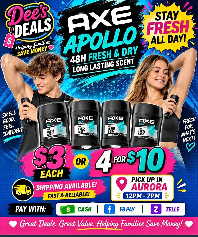 Axe deodorant 4 for $10