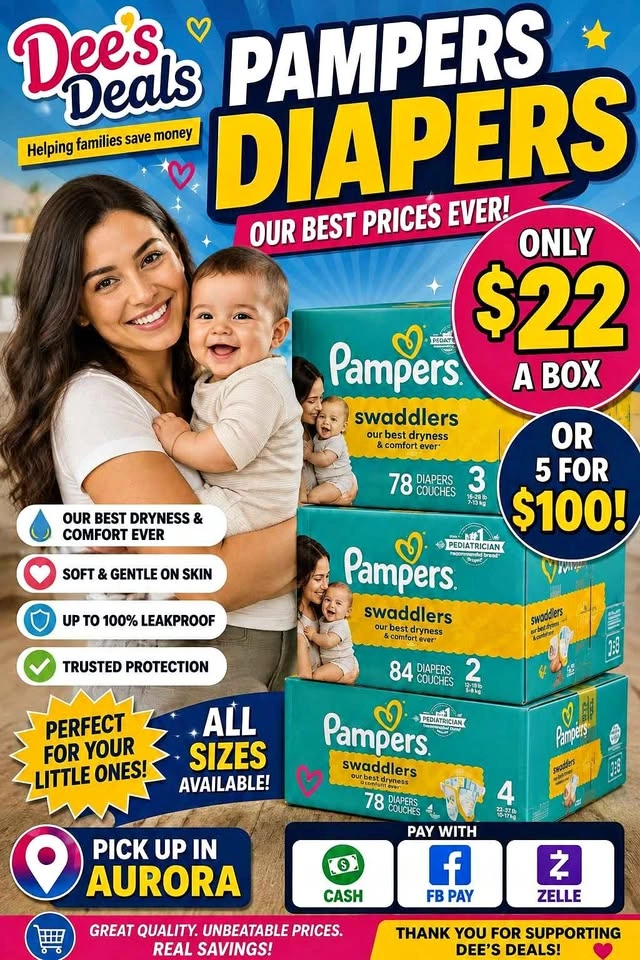 Pampers Diapers Sale $22 a box