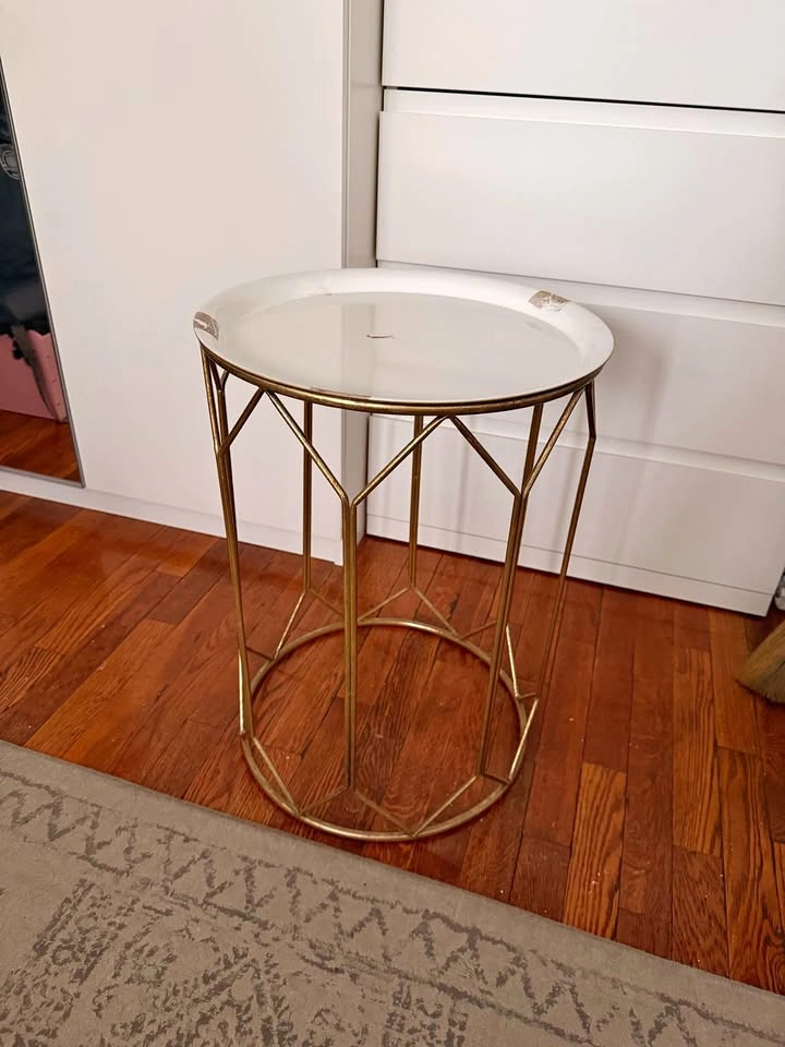 Gold & White Accent Side Table