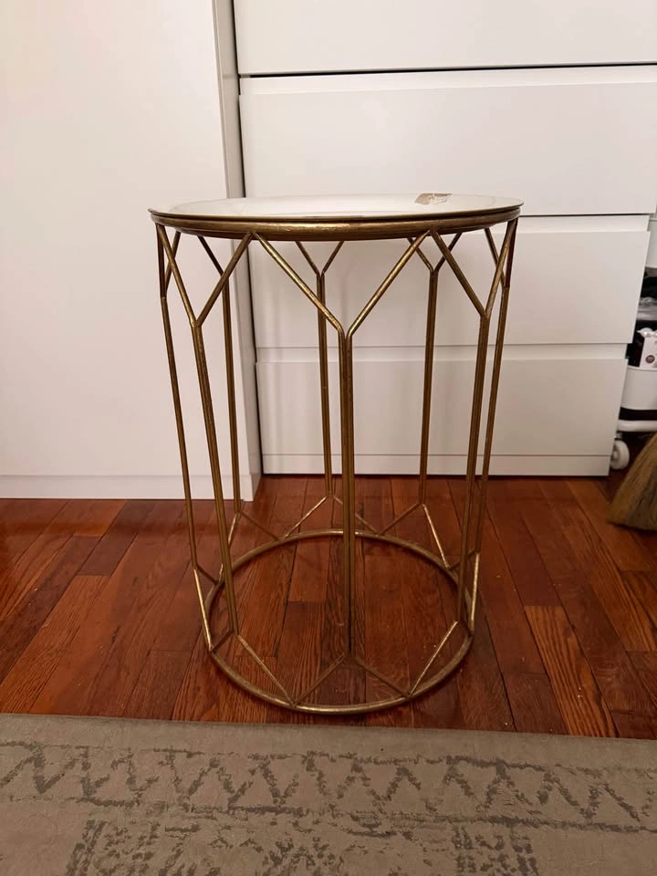 Gold & White Accent Side Table - photo 2