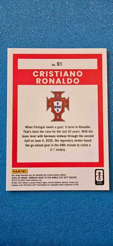 Panini Donruss Road to FIFA World Cup 26 Cristiano Ronaldo #91 - photo 2