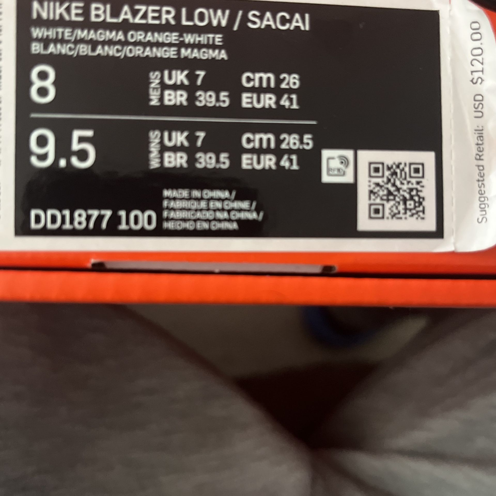 Nike Sacai Blazer Low White Magma Orange - photo 2