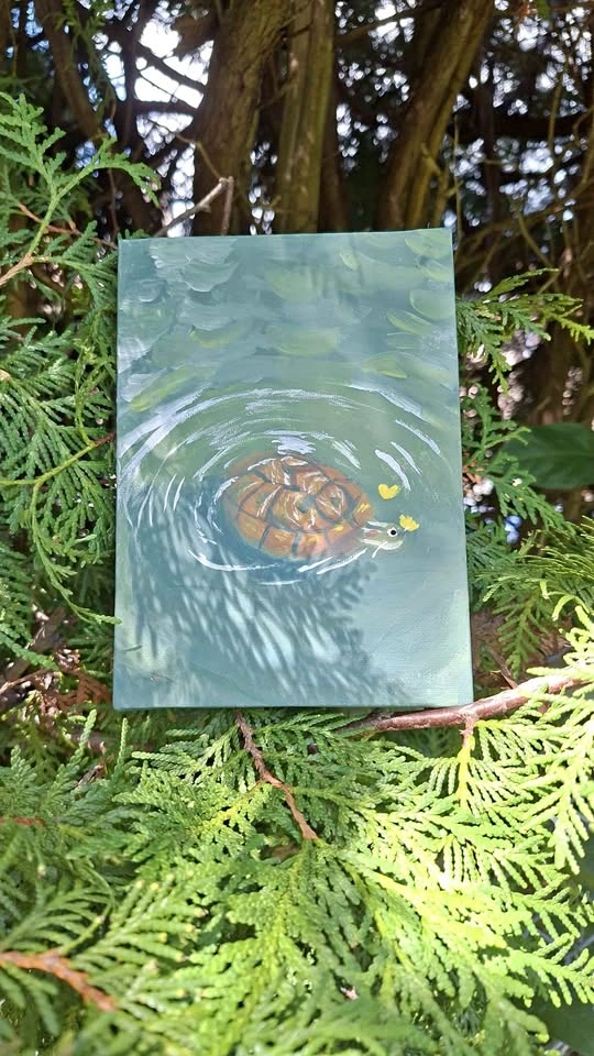 🐢 Hand-Painted Turtle Canvas