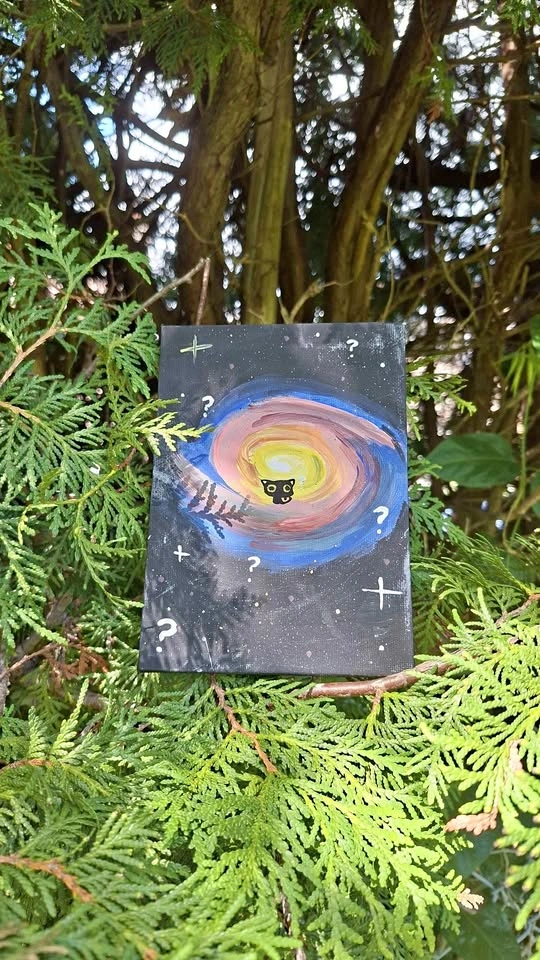 🐈‍⬛ Hand-Painted Galaxy Cat Canvas