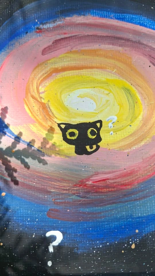 🐈‍⬛ Hand-Painted Galaxy Cat Canvas - photo 2