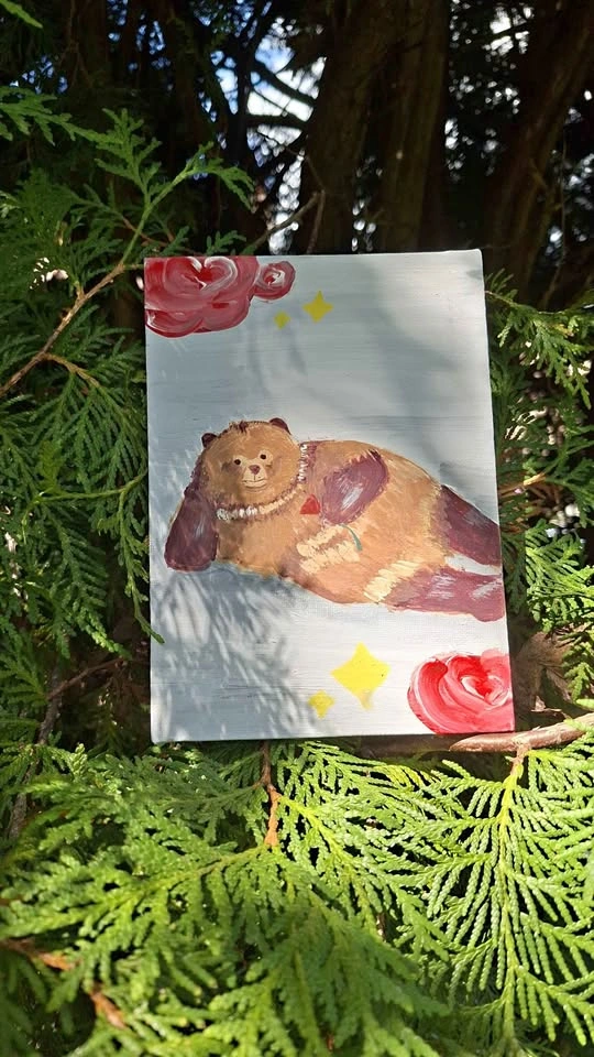 🐻 Hand-Painted Bear Canvas