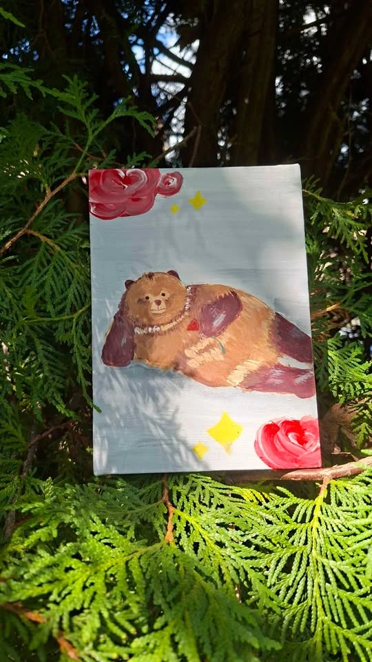 🐻 Hand-Painted Bear Canvas - photo 2
