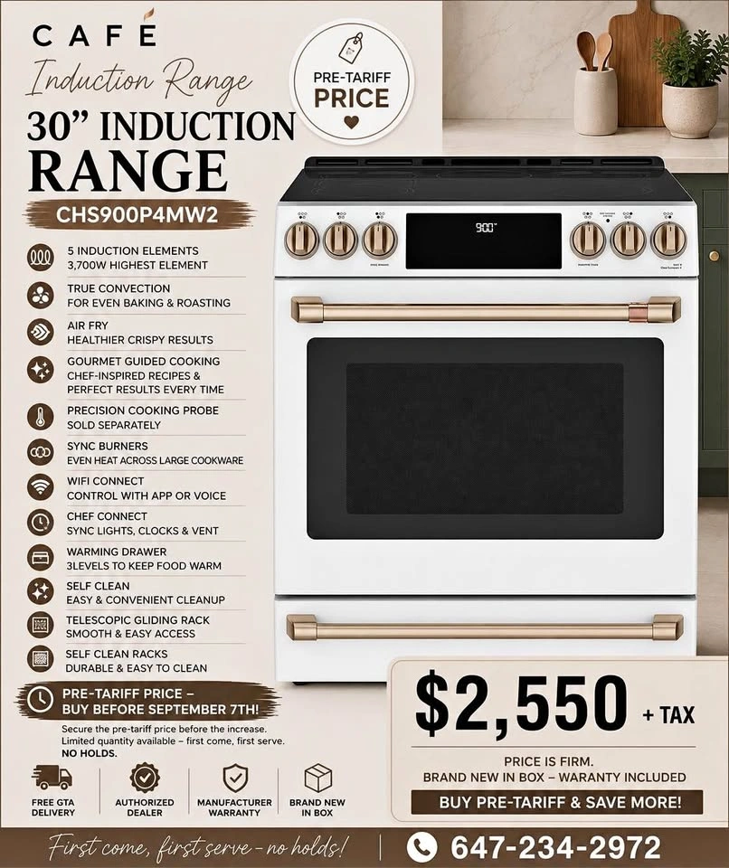 Café Matte White 30” Induction Range Pre-Tariff Promo