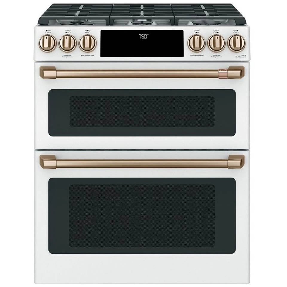Café Matte White 30” Double Oven Gas Range – Brand New - photo 3