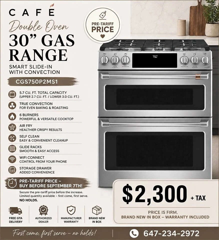 BNIB Café 30” Double Oven Gas Range – Pre-Tariff Deal