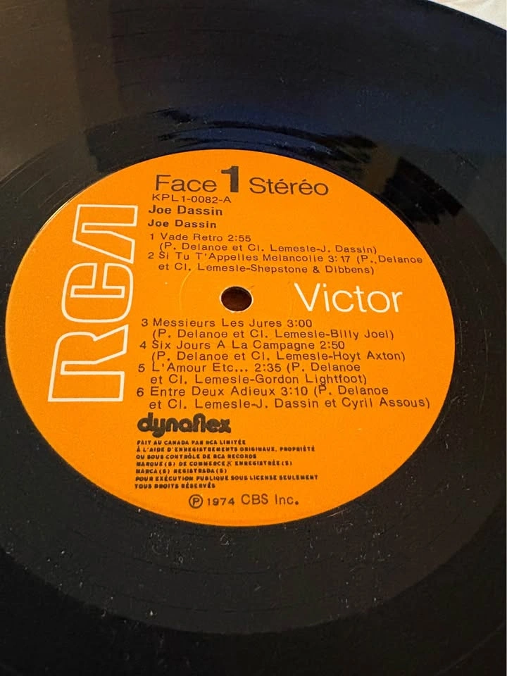 Joe Dassin Vinyl LP – Si Tu T’appelles Mélancolie (1974) - photo 4