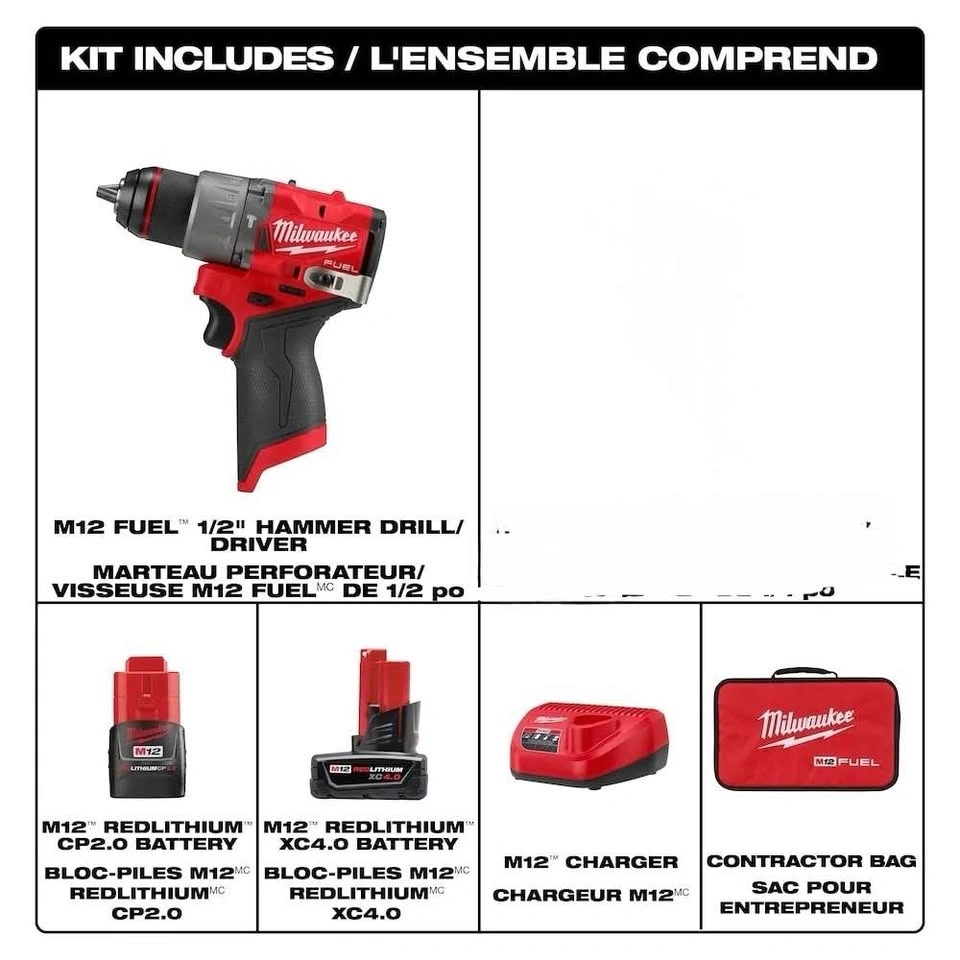 Milwaukee M12 FUEL 1/2" Hammer Drill/Driver Kit - photo 3