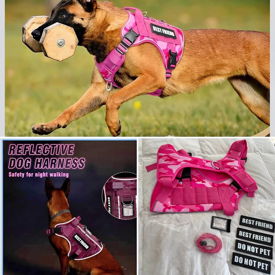 Brand New Pink XL Reflective Glow Dog Harness with Velcro Tags
