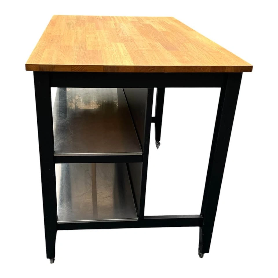 IKEA STENSTORP Solid Wood Kitchen Island, Oak & Black - photo 3