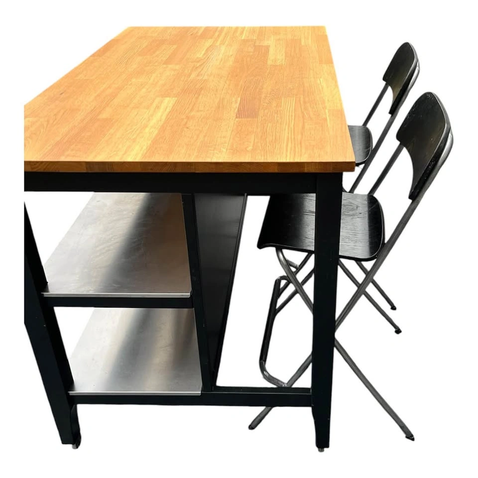 IKEA STENSTORP Solid Wood Kitchen Island, Oak & Black - photo 4