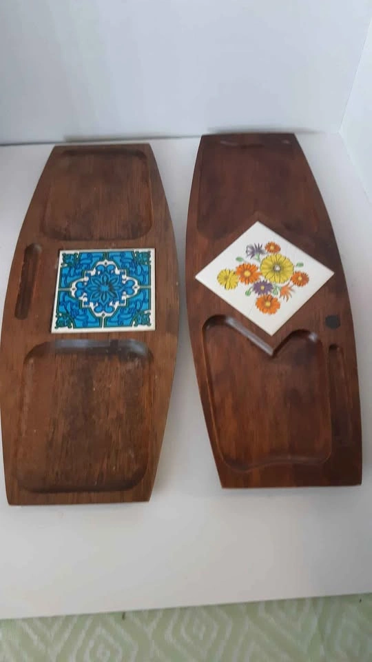 Tempo Vintage Hand Crafted Hardwood Serving Trays - Set of 2 - photo 2