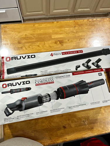 Ruvio Rechargeable Cordless Handheld Bagless Vacuum w/ Nozzles