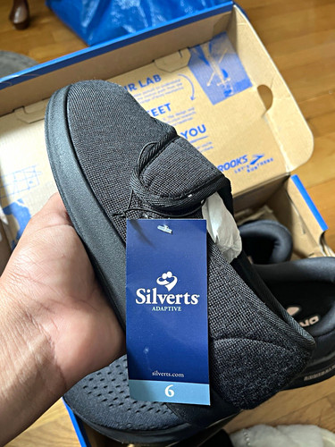 Silverts Adaptive Black Knit Hook & Loop Casual Sneaker US 6