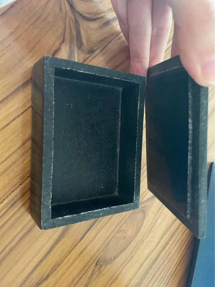 Vintage Black Stone Trinket Box with Mother of Pearl Inlay - photo 3