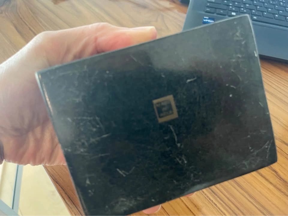 Vintage Black Stone Trinket Box with Mother of Pearl Inlay - photo 4