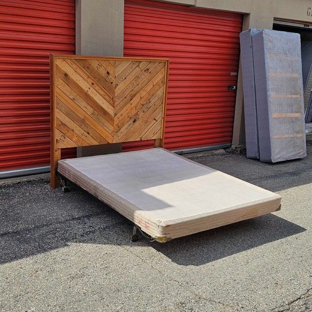Queen Size Bed Frame, Headboard, and Box Spring