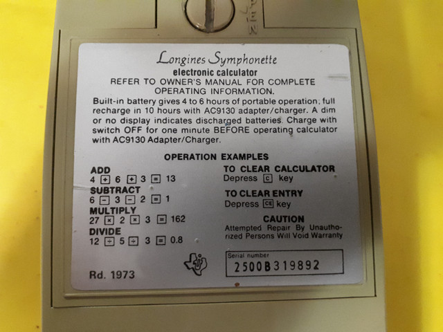 Longines Symphonette Electronic Calculator (TI-2500B) - photo 3