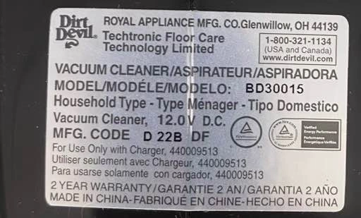 Dirt Devil QuickFlip 8V Hand Vac (BD30018VCA) No charger - photo 3